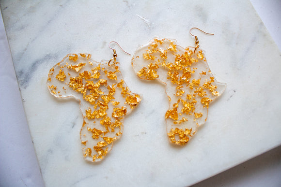 Gold Flake Africa Statement Earrings