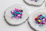 Rainbow Seashell Agate Coaster Set