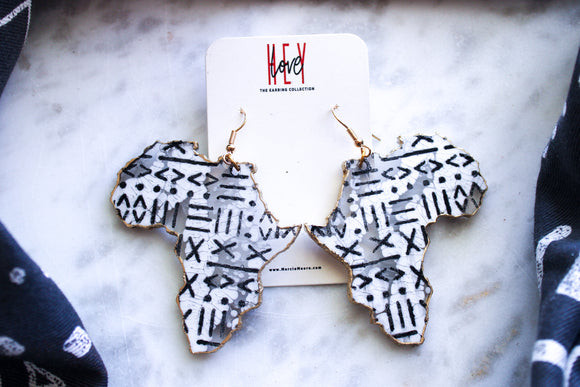 Mudcloth Engraved Africa Statement Earrings MERCIA MOORE