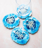 Blue & White Agate Coaster Set