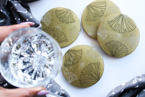Gold Ginkgo Leaf Coaster Set MERCIA MOORE