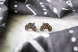 Black Mudcloth Engraved Africa Stud Earrings MERCIA MOORE