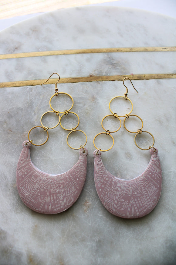 Pink Tribal Drop Earrings MERCIA MOORE