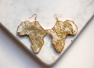 Gold & White Africa Statement Earrings
